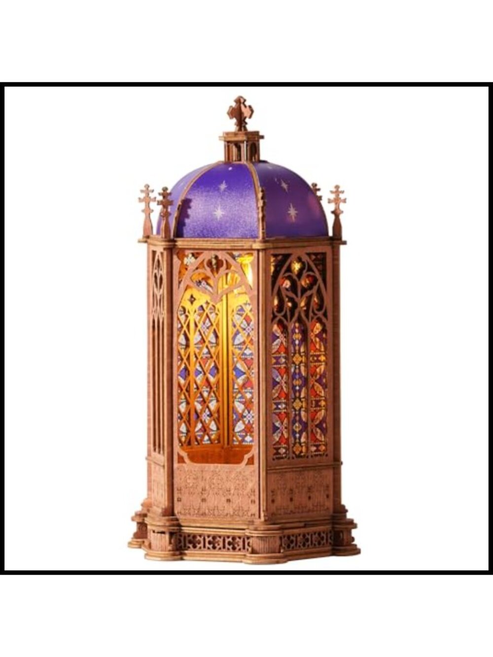 3D Wooden Puzzle Gothic Cathedral Model Kit DIY LED Light